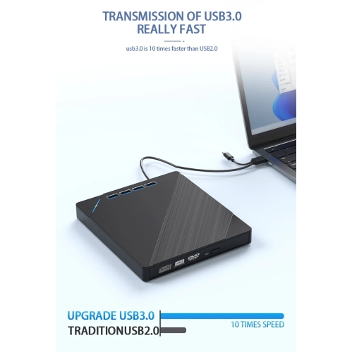 Multifunctional expansion mobile optical drive dual interface computer external mobile CD/DVD optical drive burner external optical drive plug-in