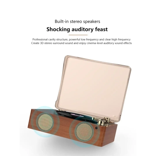 Retro multi-function CCD player portable rechargeable CD player classic music phonograph multi-function record player - white