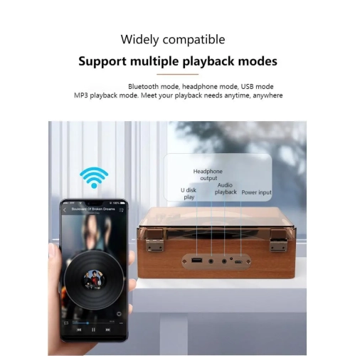 Retro multi-function CCD player portable rechargeable CD player classic music phonograph multi-function record player - white