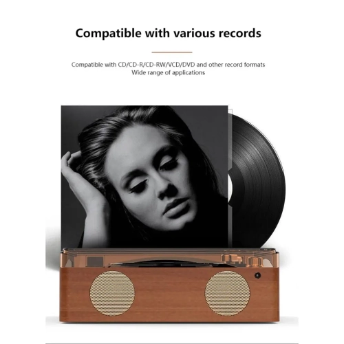 Retro multi-function CCD player portable rechargeable CD player classic music phonograph multi-function record player - white