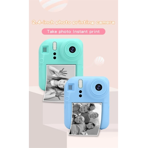 Children's Polaroid 9600W HD photo taking thermal sensitive printing camera, 4k printing, 16X magnification - Watermelon Pink + 32G memory card