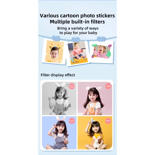 Children's camera can take photos and record videos 4800W HD dual-camera children's toy mobile phone camera 1080p - Navy Blue + 32GB memory card