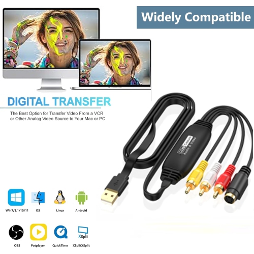 USB video capture card driver-free AV signal capture data usb capture card Android WIN11 available, suitable for Mac/Windows 2000/10/8/7/Vista/XP