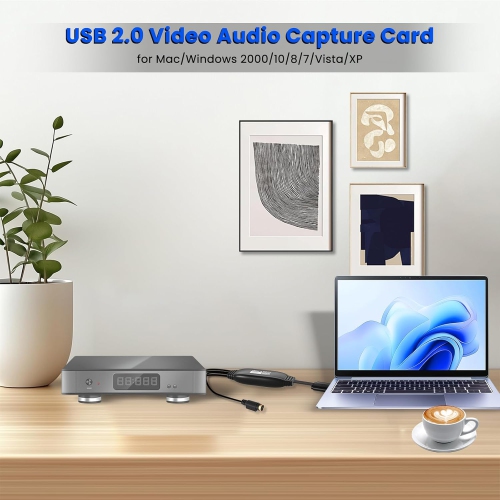 USB video capture card driver-free AV signal capture data usb capture card Android WIN11 available, suitable for Mac/Windows 2000/10/8/7/Vista/XP