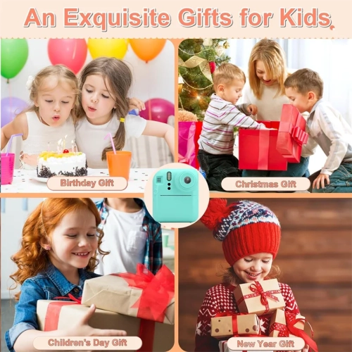 Appareil photo photo pour enfants Polaroid 9600 W HD à impression thermique, impression 4K, grossissement 16X - Bleu arctique