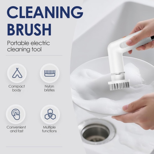 Portable Mini Electric Cleaning Brush, Multi-Function Handheld Automatic USB Rechargeable for Kitchen and Bathroom