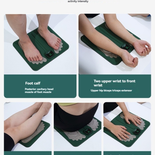 EMS Foot Massager Mat with Remote - Shiatsu Deep Kneading, 10 Modes & 32 Intensity Levels, Rechargeable, Portable for Feet, Legs, Arms - Relieves