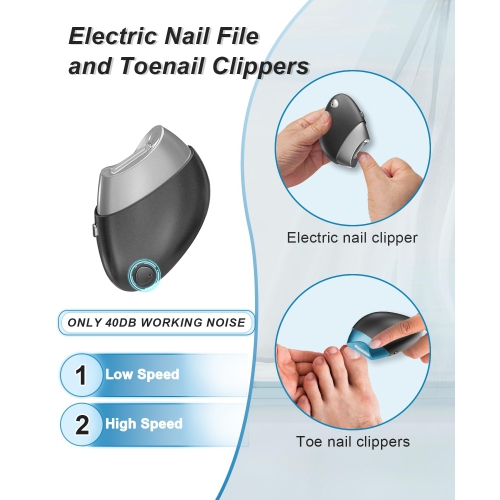Electric Nail Clipper,Toe Nail Clippers with Nail Scraps Storage,2 Speeds Rechargeable Electric Nail File for Thick Toenails Adult Seniors