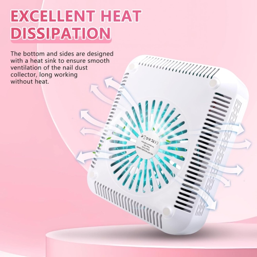 Nail Dust Collector,Dust Collector Nail with LED Light,Nail Fan Vacuum Dust Collector for Manicure Acrylic Gel Nails Polishing, Salon Home