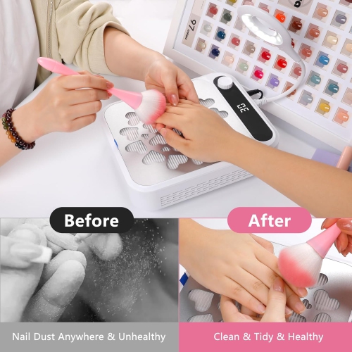 Nail Dust Collector,Dust Collector Nail with LED Light,Nail Fan Vacuum Dust Collector for Manicure Acrylic Gel Nails Polishing, Salon Home
