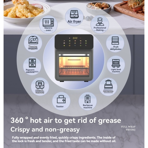 9L large capacity visual air fryer | 1350W fast heating + smart menu 3 grilling modes