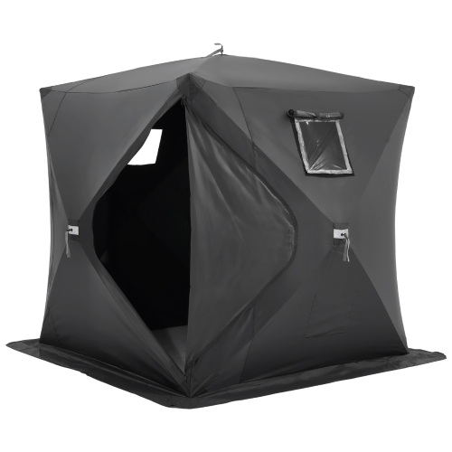 VEVOR 90"x90" Portable Ice Shelter, 3-4 Person Pop-Up Ice Fishing Tent, 43 Square Feet Fishable Area, Ice Shanty for Winter Fishing, Waterproof