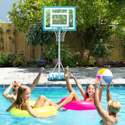 Gymax Pool Basketball Hoop w/32'' Shatterproof Backboard 3.1-4.1 FT Adjustable Height