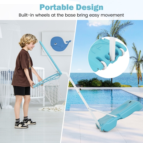 Gymax Pool Basketball Hoop w/32'' Shatterproof Backboard 3.1-4.1 FT Adjustable Height