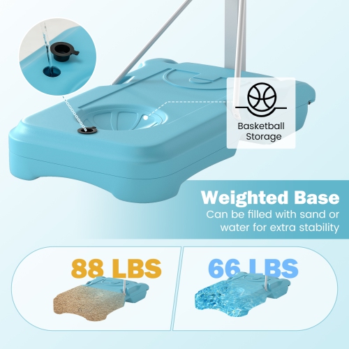 Gymax Pool Basketball Hoop w/32'' Shatterproof Backboard 3.1-4.1 FT Adjustable Height