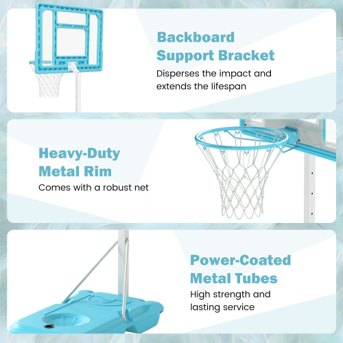 Gymax Pool Basketball Hoop w/32'' Shatterproof Backboard 3.1-4.1 FT Adjustable Height