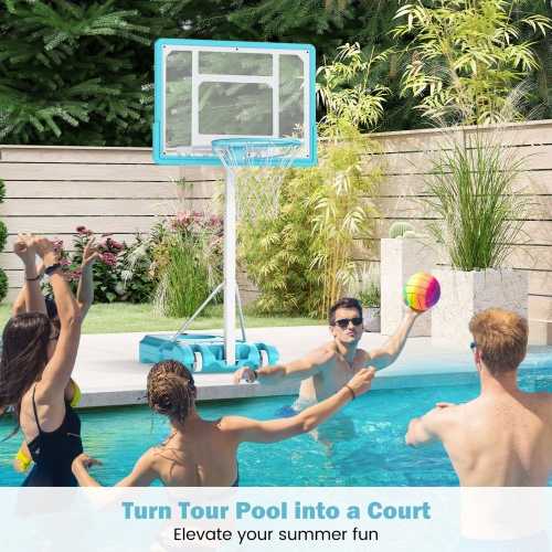 Gymax Pool Basketball Hoop w/32'' Shatterproof Backboard 3.1-4.1 FT Adjustable Height