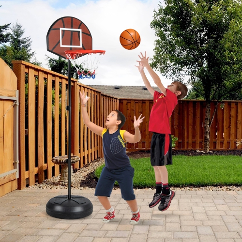 Gymax 2-in-1 Kids Basketball Hoop w/ Dart Board Double-sided Backboard & 6 Darts