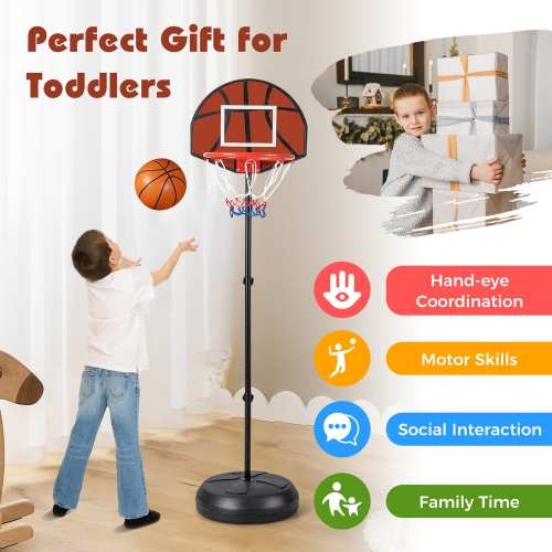 Gymax 2-in-1 Kids Basketball Hoop w/ Dart Board Double-sided Backboard & 6 Darts