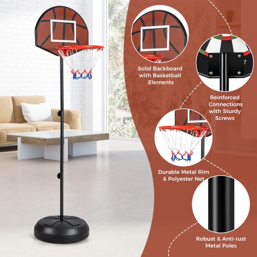 Gymax 2-in-1 Kids Basketball Hoop w/ Dart Board Double-sided Backboard & 6 Darts