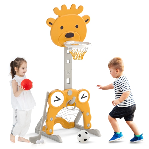 Gymax Toddler Basketball Hoop 4-in-1 Kids Indoor/Outdoor Activity Center Sports Gift