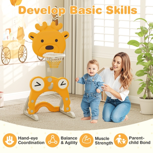 Gymax Toddler Basketball Hoop 4-in-1 Kids Indoor/Outdoor Activity Center Sports Gift