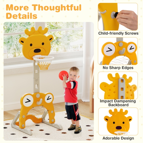 Gymax Toddler Basketball Hoop 4-in-1 Kids Indoor/Outdoor Activity Center Sports Gift