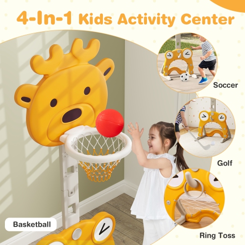 Gymax Toddler Basketball Hoop 4-in-1 Kids Indoor/Outdoor Activity Center Sports Gift