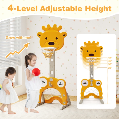 Gymax Toddler Basketball Hoop 4-in-1 Kids Indoor/Outdoor Activity Center Sports Gift