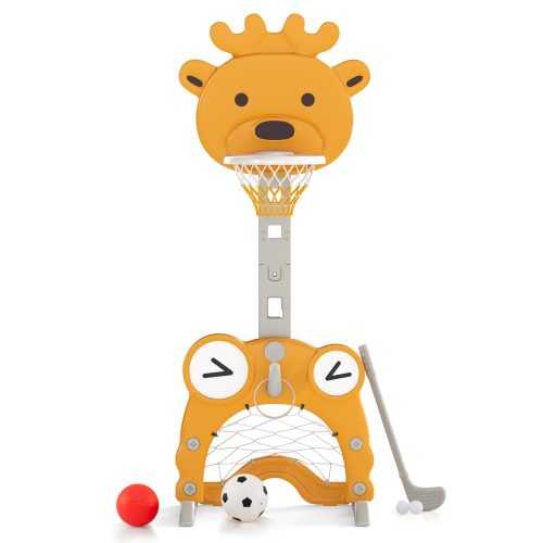Gymax Toddler Basketball Hoop 4-in-1 Kids Indoor/Outdoor Activity Center Sports Gift