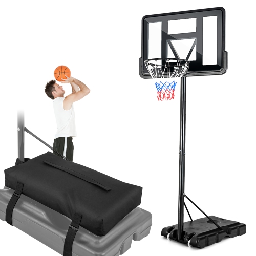 Gymax Height Adjustable Portable Basketball Hoop System Shatterproof Sandbag 2 Nets