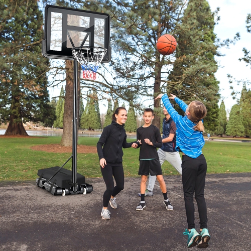 Gymax Height Adjustable Portable Basketball Hoop System Shatterproof Sandbag 2 Nets