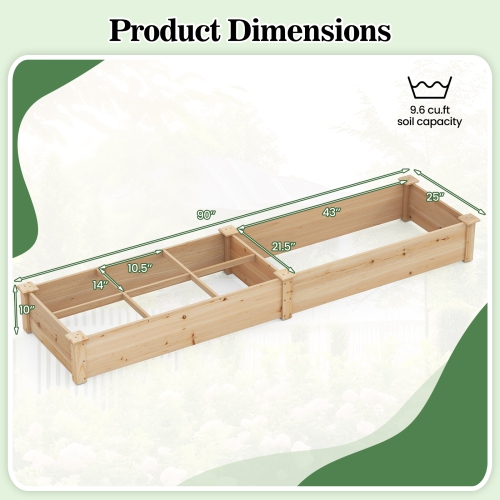 Gymax Raised Garden Bed Wooden Elevated Planter w/2 Planter Boxes 7 Compartments