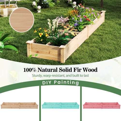Gymax Raised Garden Bed Wooden Elevated Planter w/2 Planter Boxes 7 Compartments