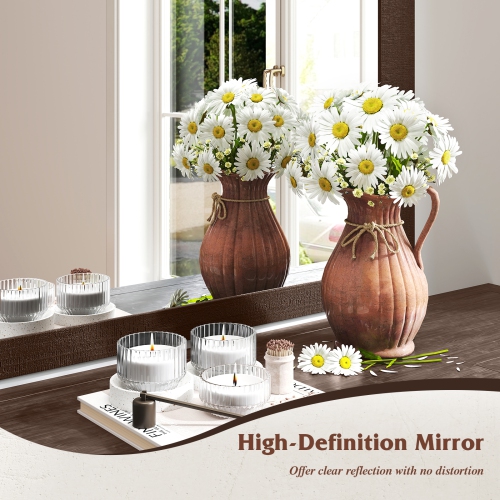 Gymax Farmhouse Wall Mirror Rustic Wood Frame Barn Door Style Decorative Mirror