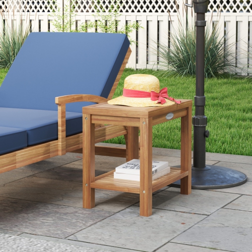 Gymax 19 Inch Teak Wood Shower Bench Inside Shower Stool w/ Storage Shelf for Adults