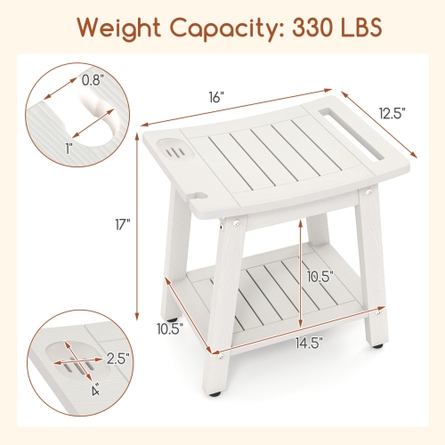 Gymax Shower Bench Seat HIPS Shower Stool w/Handle Shower Head & Soap Holder