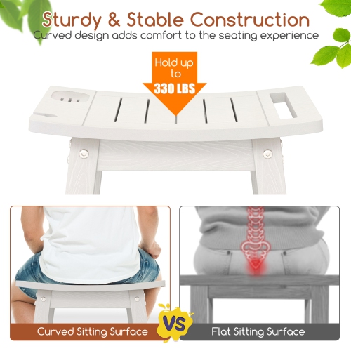 Gymax Shower Bench Seat HIPS Shower Stool w/Handle Shower Head & Soap Holder