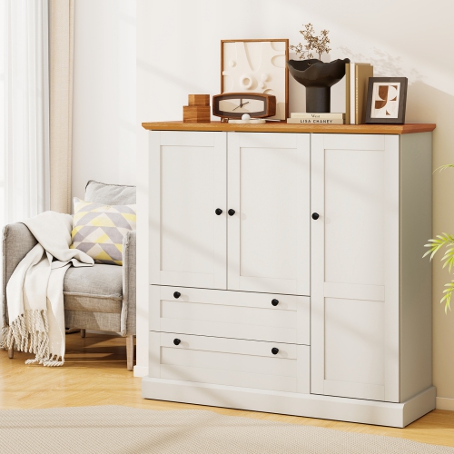 Gymax Sideboard Buffet Cabinet Kitchen Pantry Hutch Storage Cabinet Farmhouse Credenza