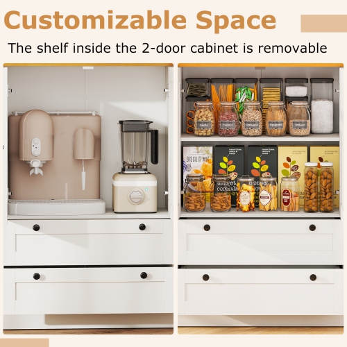 Gymax Sideboard Buffet Cabinet Kitchen Pantry Hutch Storage Cabinet Farmhouse Credenza