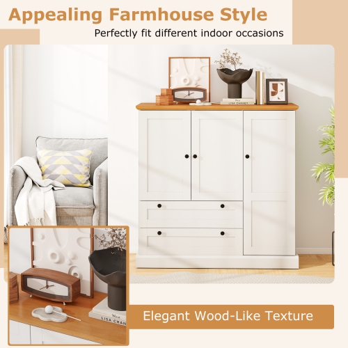 Gymax Sideboard Buffet Cabinet Kitchen Pantry Hutch Storage Cabinet Farmhouse Credenza