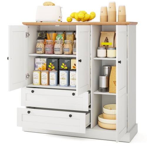 Gymax Sideboard Buffet Cabinet Kitchen Pantry Hutch Storage Cabinet Farmhouse Credenza