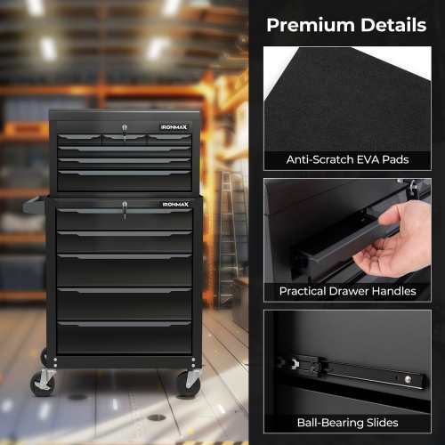 Gymax Rolling Steel Tool Chest 5-Drawer Tool Storage Cabinet w/ Hanging Holes