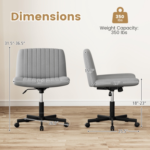 Gymax Criss Cross Chair No Wheels w/Soft-Padded Wide Seat Adjustable Height Modern