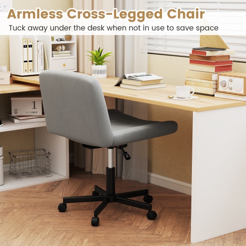 Gymax Criss Cross Chair No Wheels w/Soft-Padded Wide Seat Adjustable Height Modern