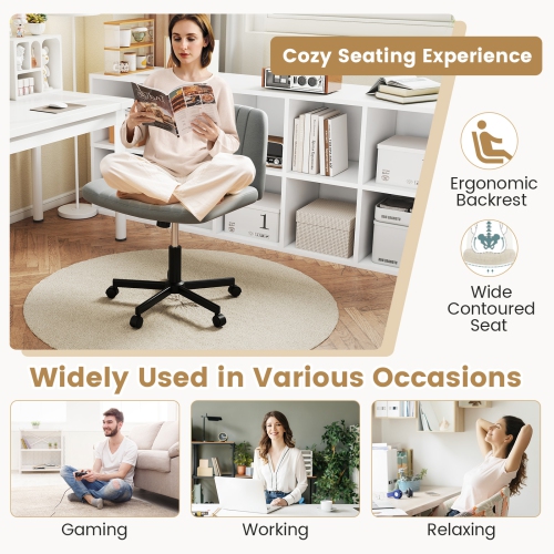 Gymax Criss Cross Chair No Wheels w/Soft-Padded Wide Seat Adjustable Height Modern