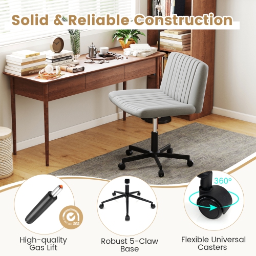 Gymax Criss Cross Chair No Wheels w/Soft-Padded Wide Seat Adjustable Height Modern