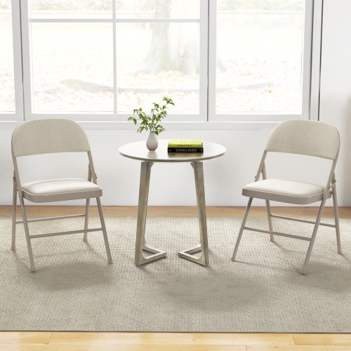 Gymax Set of 6 Folding Chairs Fabric Upholstered Padded Seat Metal Frame Home Office