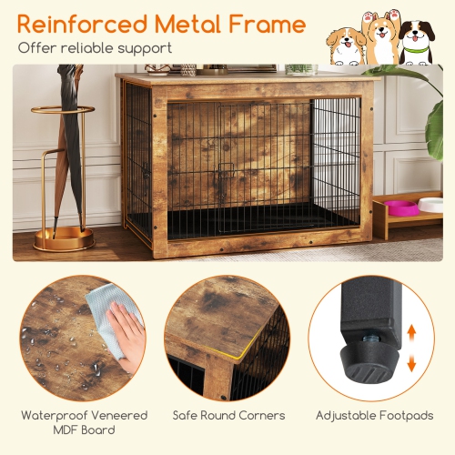 Gymax Dog Crate Furniture for Medium/Large Dogs 39'' Indoor Pet House Side End Table