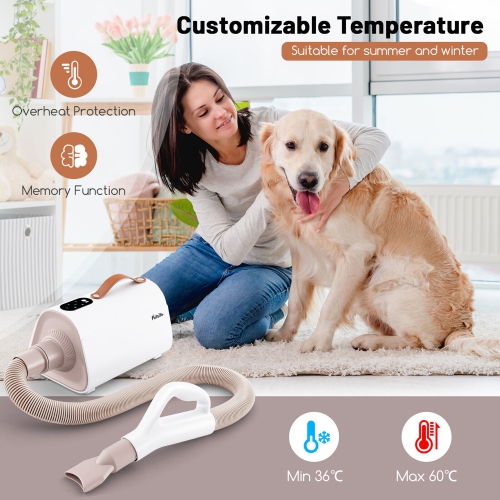 Gymax Dog Dryer Pet Hair Blower w/Negative Ion Function LED Screen Temperature Control